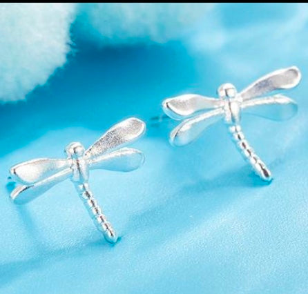925 Sterling Silver Dragonfly Stud Earrings