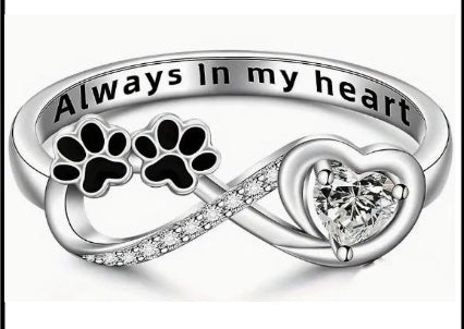 Sterling Silver Pet Memorial Infinity Ring