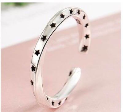 925 Sterling Silver Adjustable Stars Ring