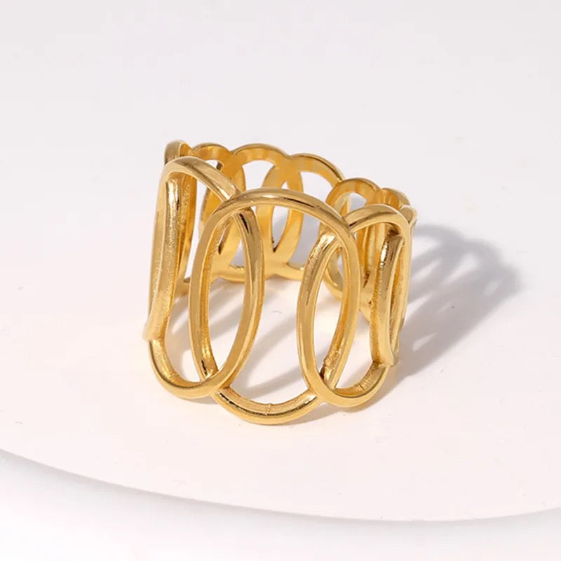 Geometric Oval Adjustable Ring