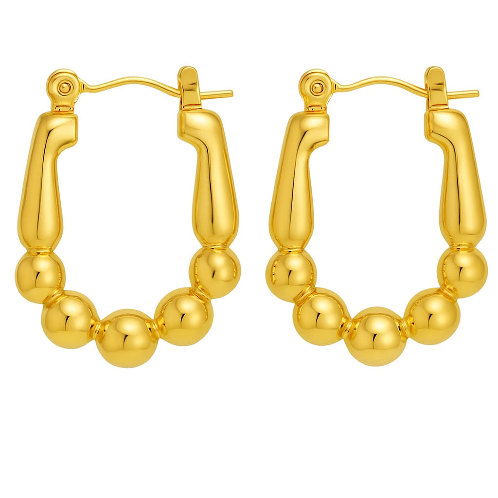 Geometric Beaded Hoop Earrings