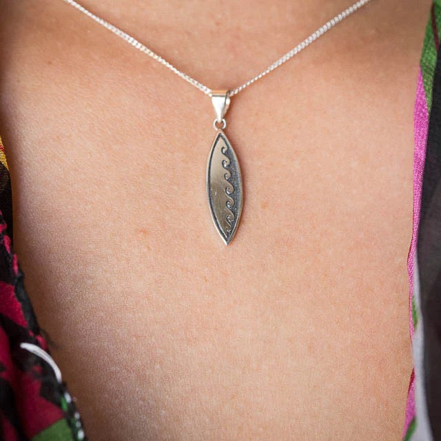 925 sterling silver Surfboard Necklace