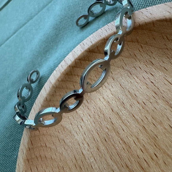 Vintage-Style Stainless Steel Cutout Cuff Bracelet