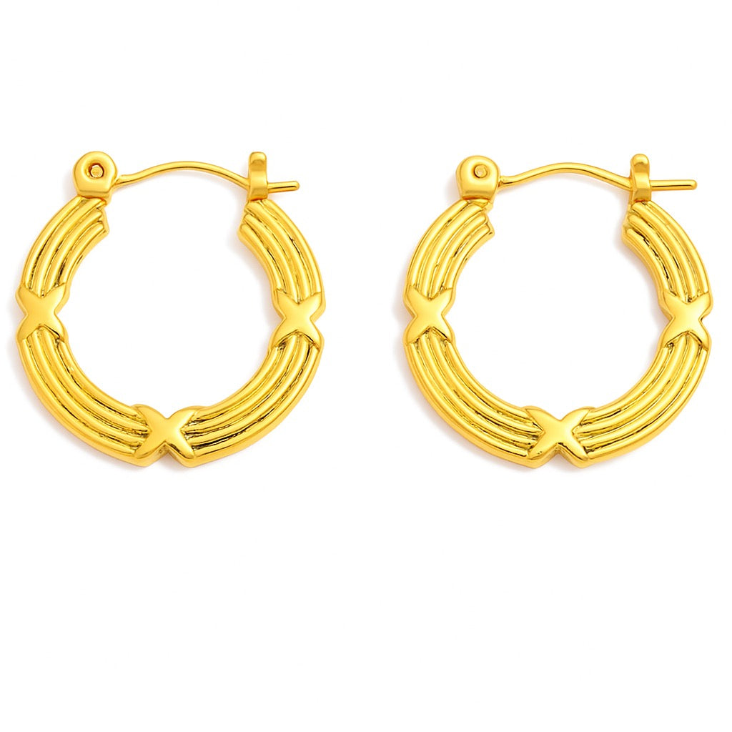 Star Pattern Hoop Earrings