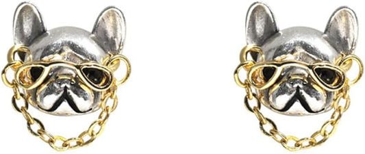 925 Sterling Silver French Bulldog Stud Earrings