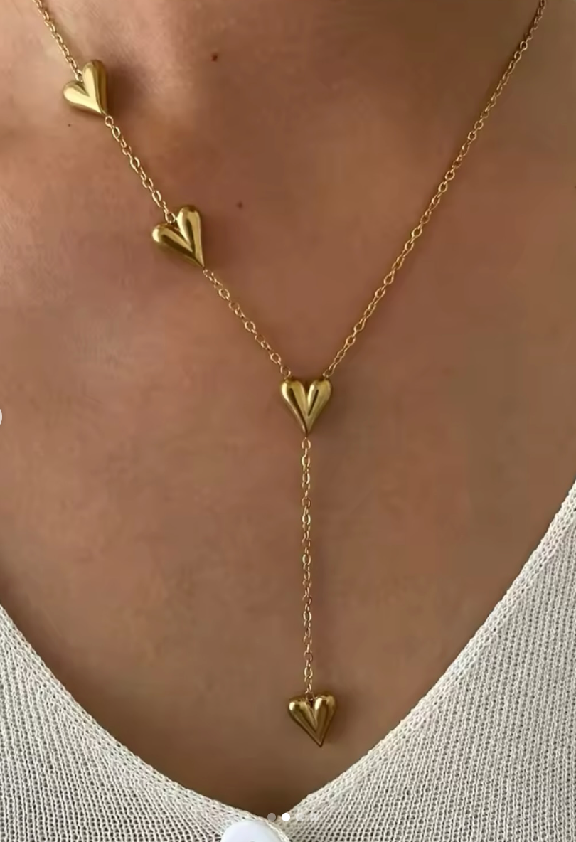 Gold Lariat Heart Necklace