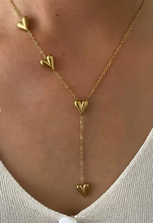 Gold Lariat Heart Necklace