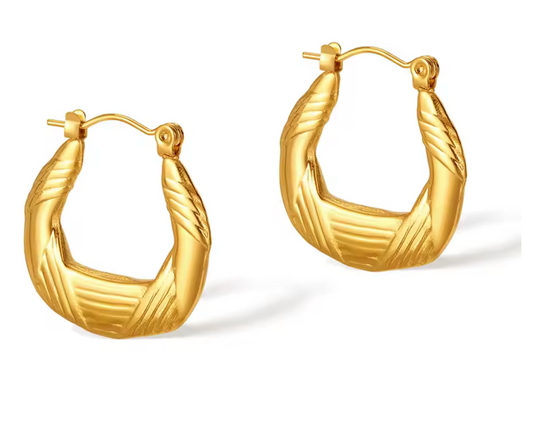 Gold-Tone Retro Hoop Earring