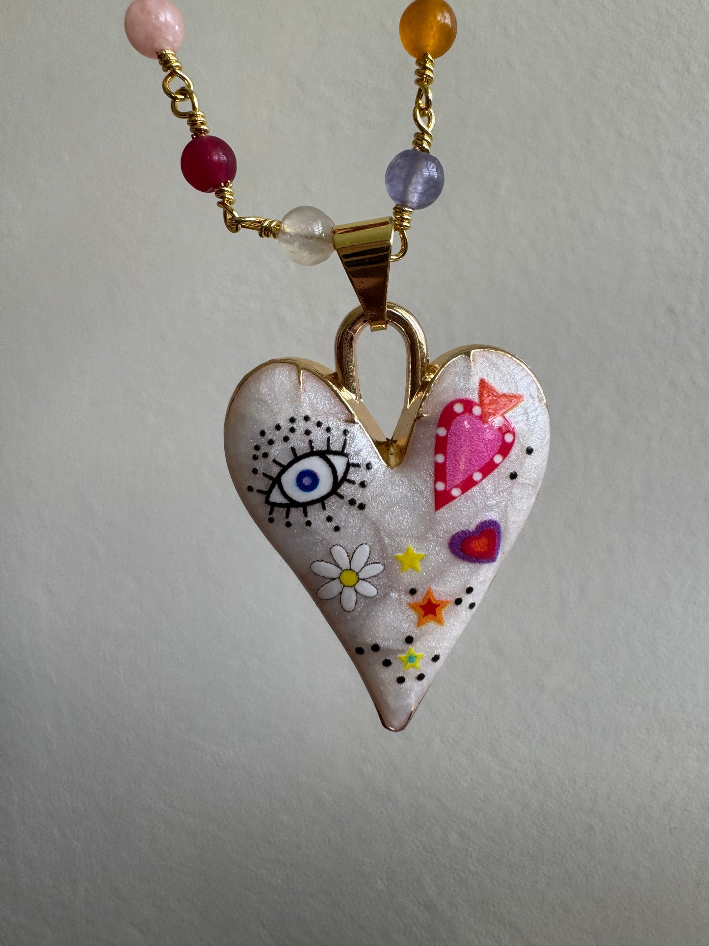Colorful Heart Pendant Necklace