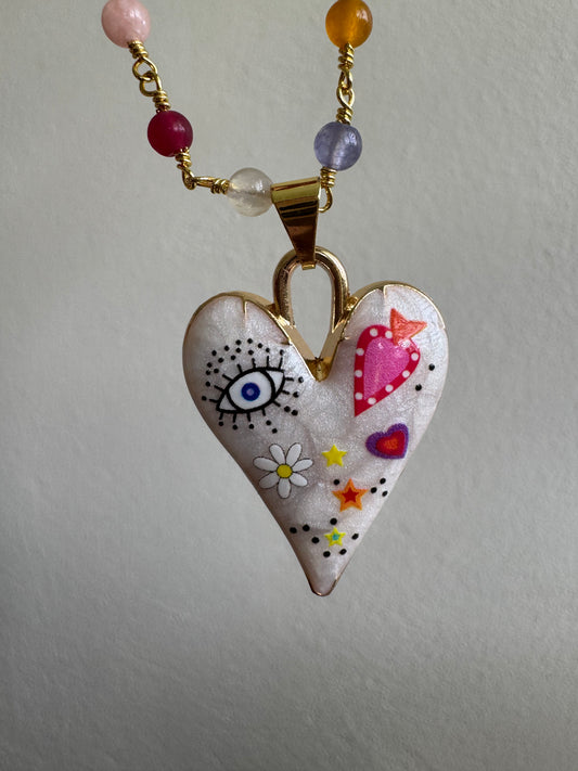 Colorful Heart Pendant Necklace