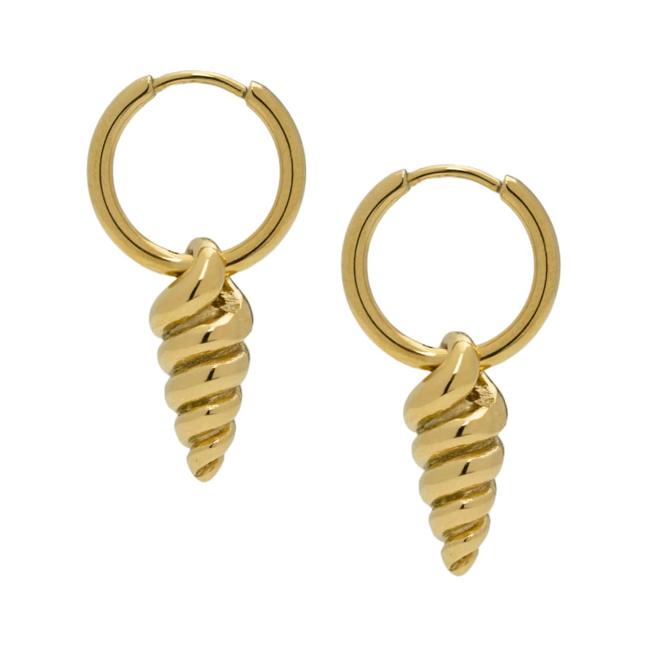Gold Spiral Seashell Hoop Earrings