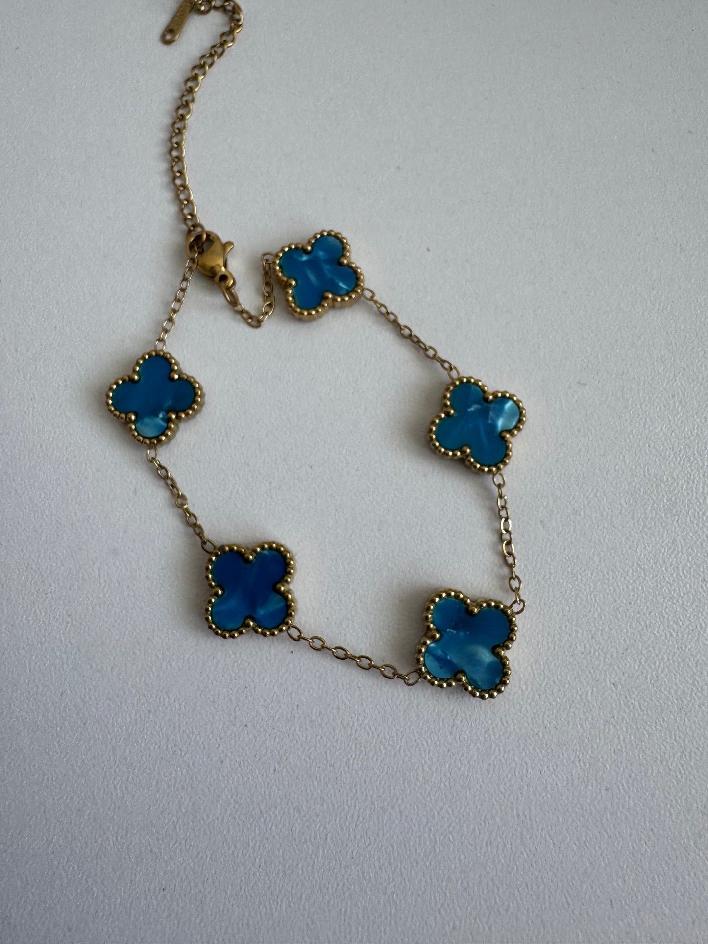 Blue Clover Gold Chain Bracelet