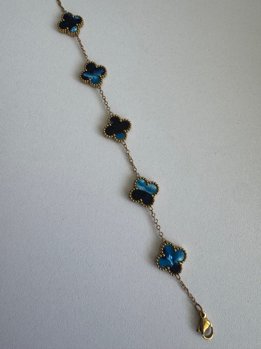 Blue Tornasol Clover Bracelet