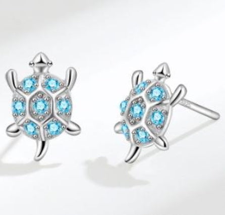 925 Sterling Silver Turtle Stud Earrings