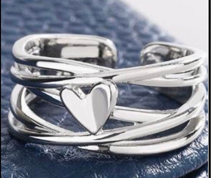 925 Sterling Silver Open Band with Heart
