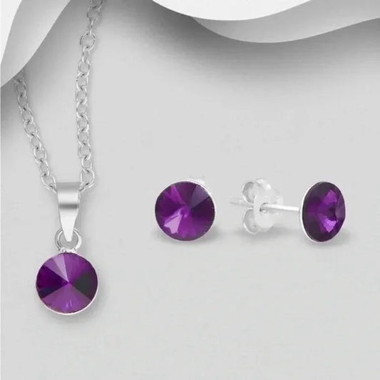 925 Sterling Silver Circle Set with Fine Austrian crystals