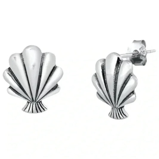 925 Sterling Silver Sea Shell Earring Studs