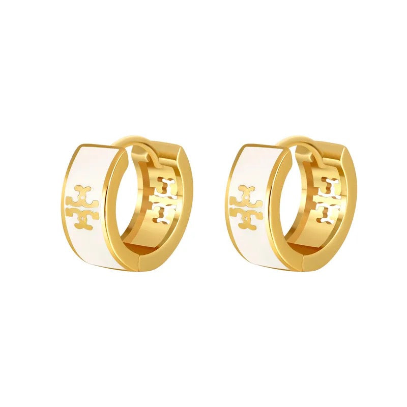 Tory Burch Logo Hoops Earrings