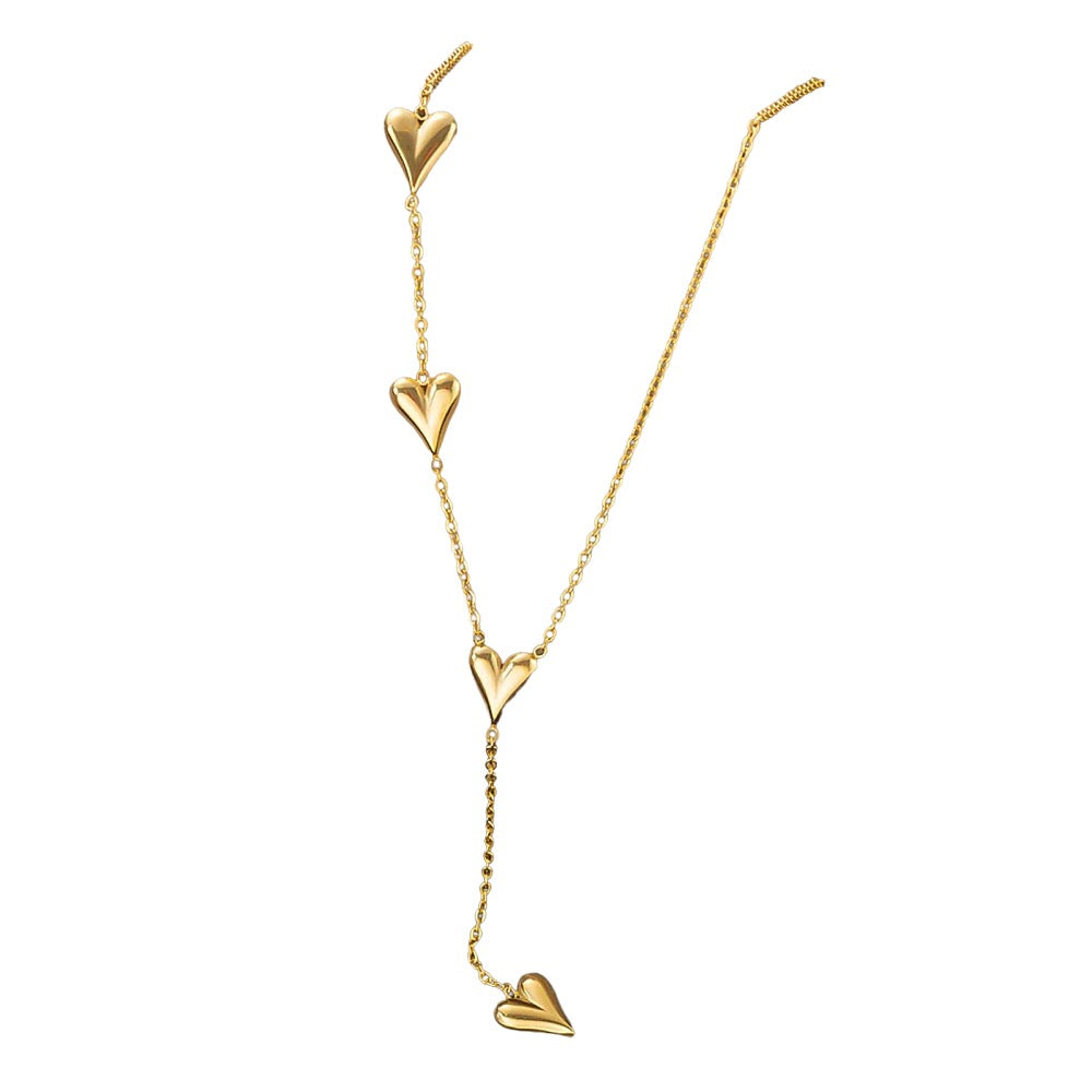 Gold Lariat Heart Necklace
