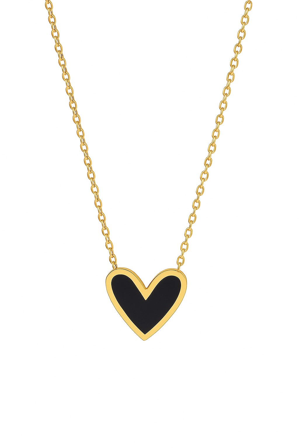 Black Enamel Heart Necklace