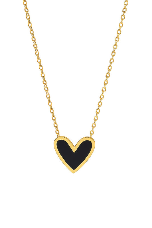 Black Enamel Heart Necklace
