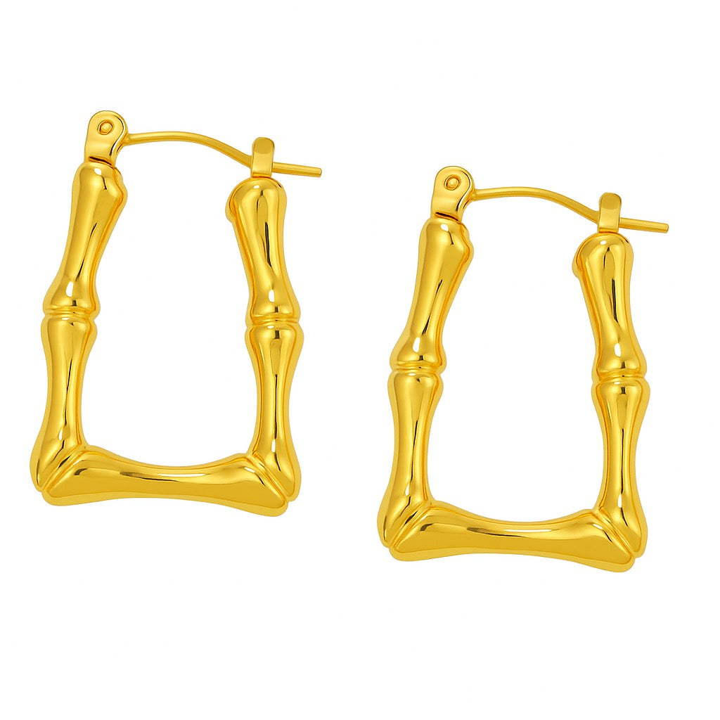 Square Bamboo Hoop Earrings