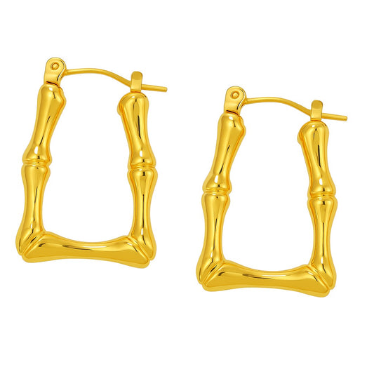 Square Bamboo Hoop Earrings