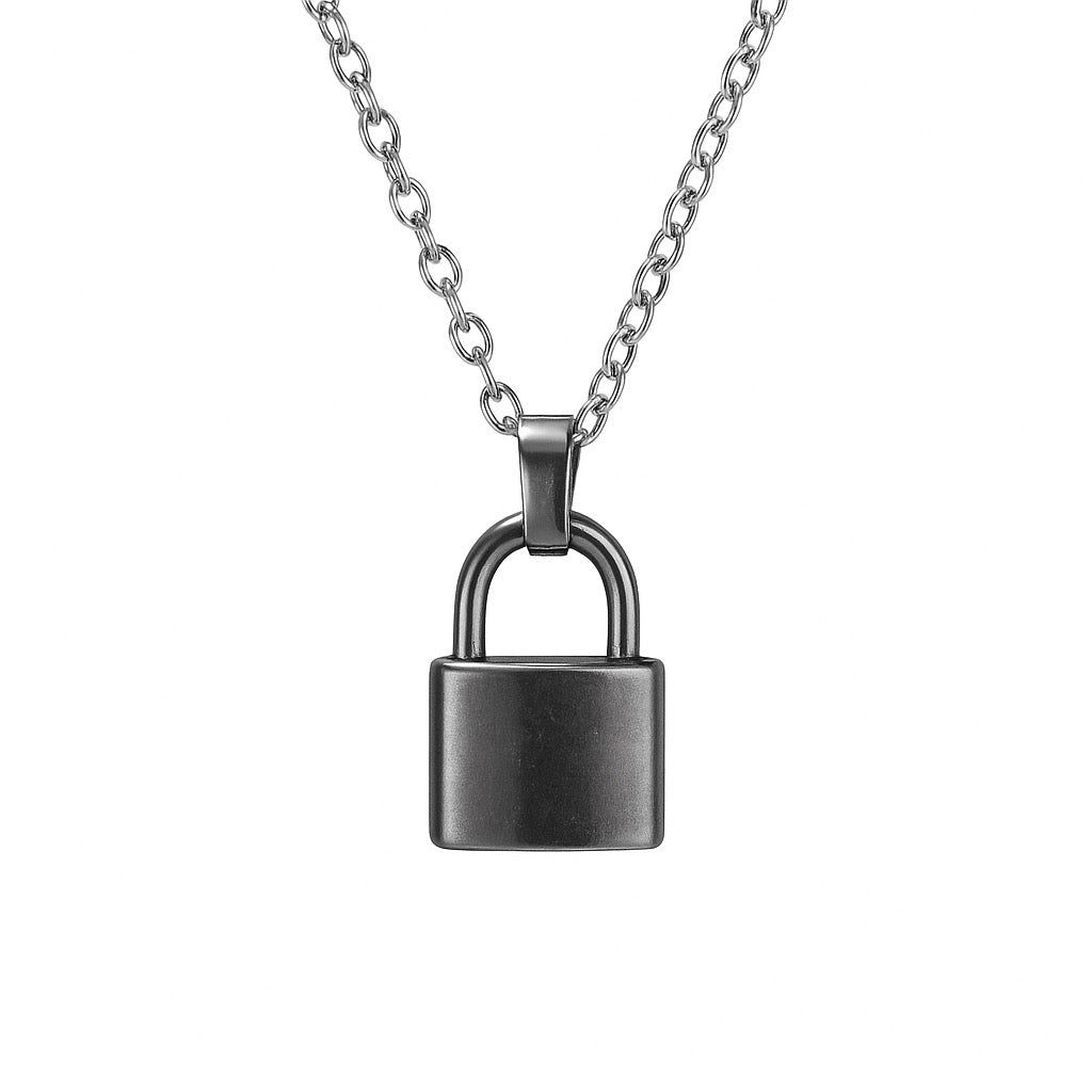 Minimalist Silver Padlock Pendant Necklace