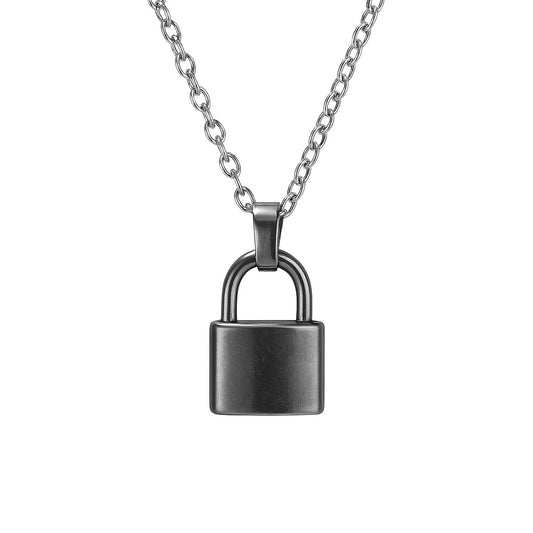 Minimalist Silver Padlock Pendant Necklace