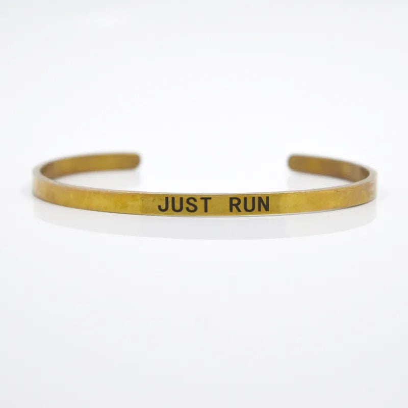 Motivational Cuff Bracelet – “JUST RUN”