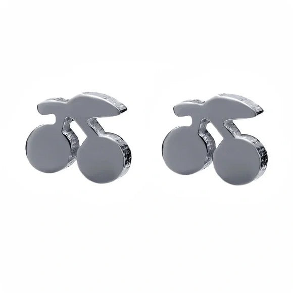 Cherry Silver Toned Stud Earrings