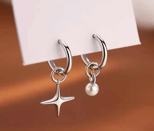 925 Sterling Silver Asymmetrical Drop Earrings