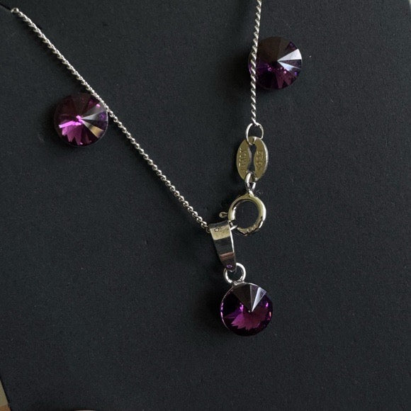 925 Sterling Silver Circle Set with Fine Austrian crystals